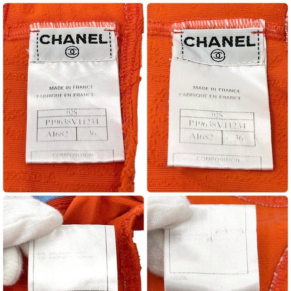 CHANEL Vintage 02S CC Logo Swimsuit Bikini #36 Swimwear Orange Nylon [102707] - Picture 6 of 13